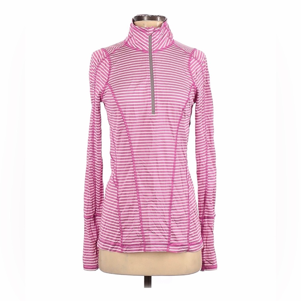 Zella Pink Striped Half-Zip Performance Pullover